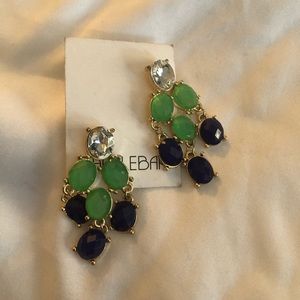 Bauble Bar green & blue chandelier earrings